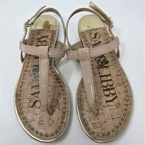 Sam & Libby Thong Slingback Beige Sandals Size 6 Beach Vacation